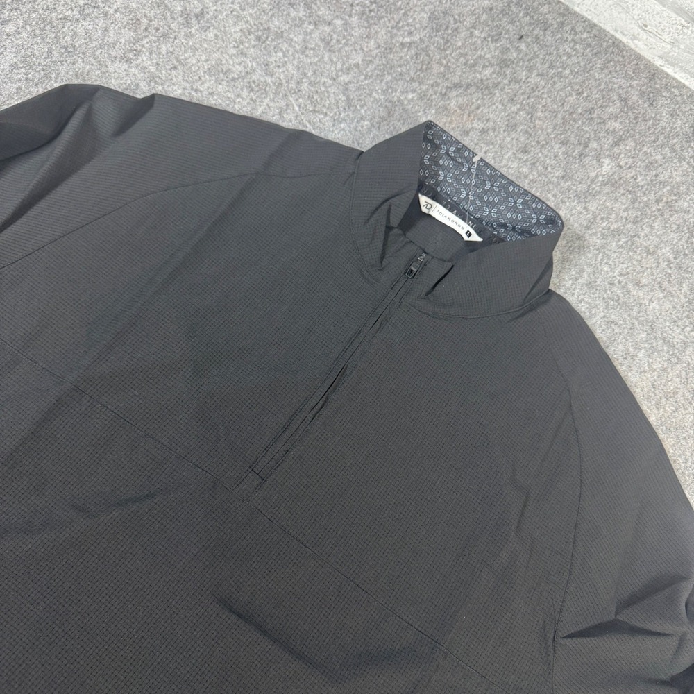 7Diamonds Mens Black Quarter Zip Pullover Micro Grid Performance Jacket Large